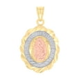 thumbnail image 1 of 10K Tri-Color Gold Mens Diamond-Cut Lady Of Guadalupe Religious Charm Pendant, 1 of 1