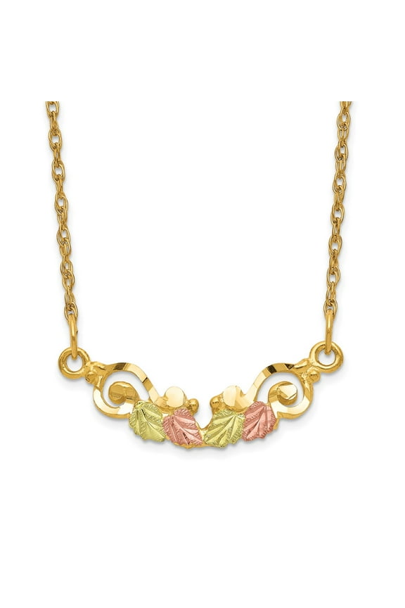 10K Tri-Tone Gold Fancy Necklace Chain Tri-color Black Hills 19 inch 22 mm