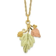10K Tri-Tone Gold Necklace with Pendants Chain Tri-color Black Hills 18 inch 14 mm