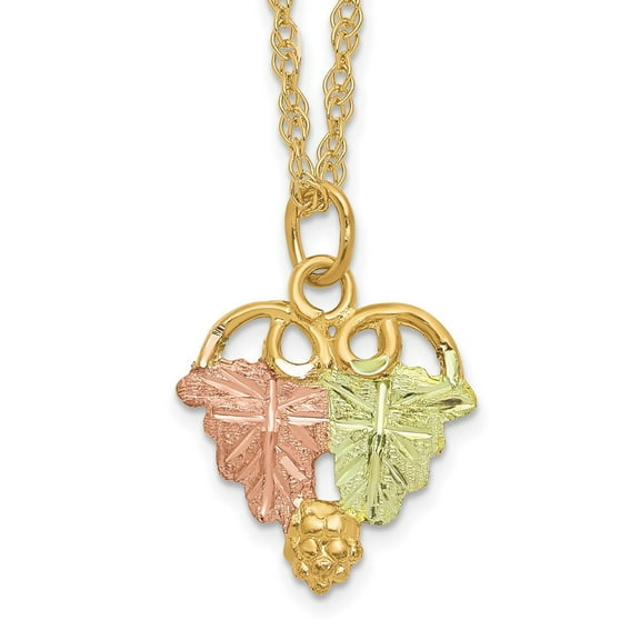 10K Tri-Tone Gold Ropa Necklace with Pendants Chain Tri-Color Black Hills 18 inch 12.55 mm