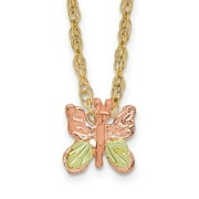 10K Tri-Tone Gold Ropa Necklace with Pendants Chain Tri-Color Black Hills Butterfly 18 inch 6.68 mm