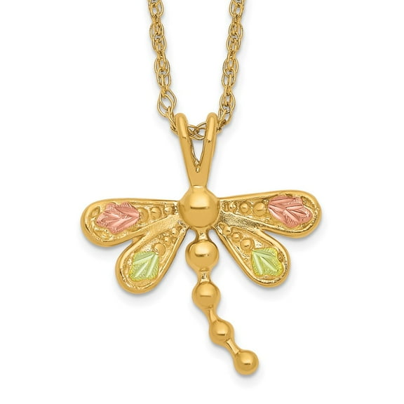 10K Tri-Tone Gold Ropa Necklace with Pendants Chain Tri-Color Black Hills Dragonfly 18 inch 18.39 mm