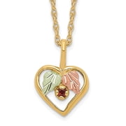 10K Tri-Tone Gold Ropa Necklace with Pendants Chain Tri-Color Black Hills Heart Garnet 18 inch 10.07 mm