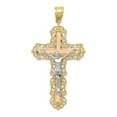 thumbnail image 1 of 10K Tri-color Diamond-cut Crucifix Pendant, 1 of 1