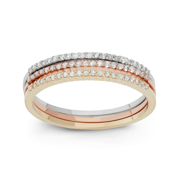 10K Tri gold .33 tcw diamond stack rings