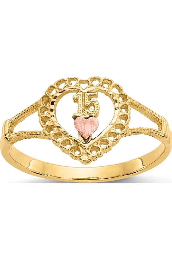 10K Two-tone Two-tone 15 Heart Ring