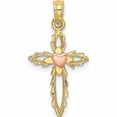 thumbnail image 1 of 10K Two-Tone Cross With Heart Charm (23.6 X 12) Made In United States 10k9086, 1 of 5