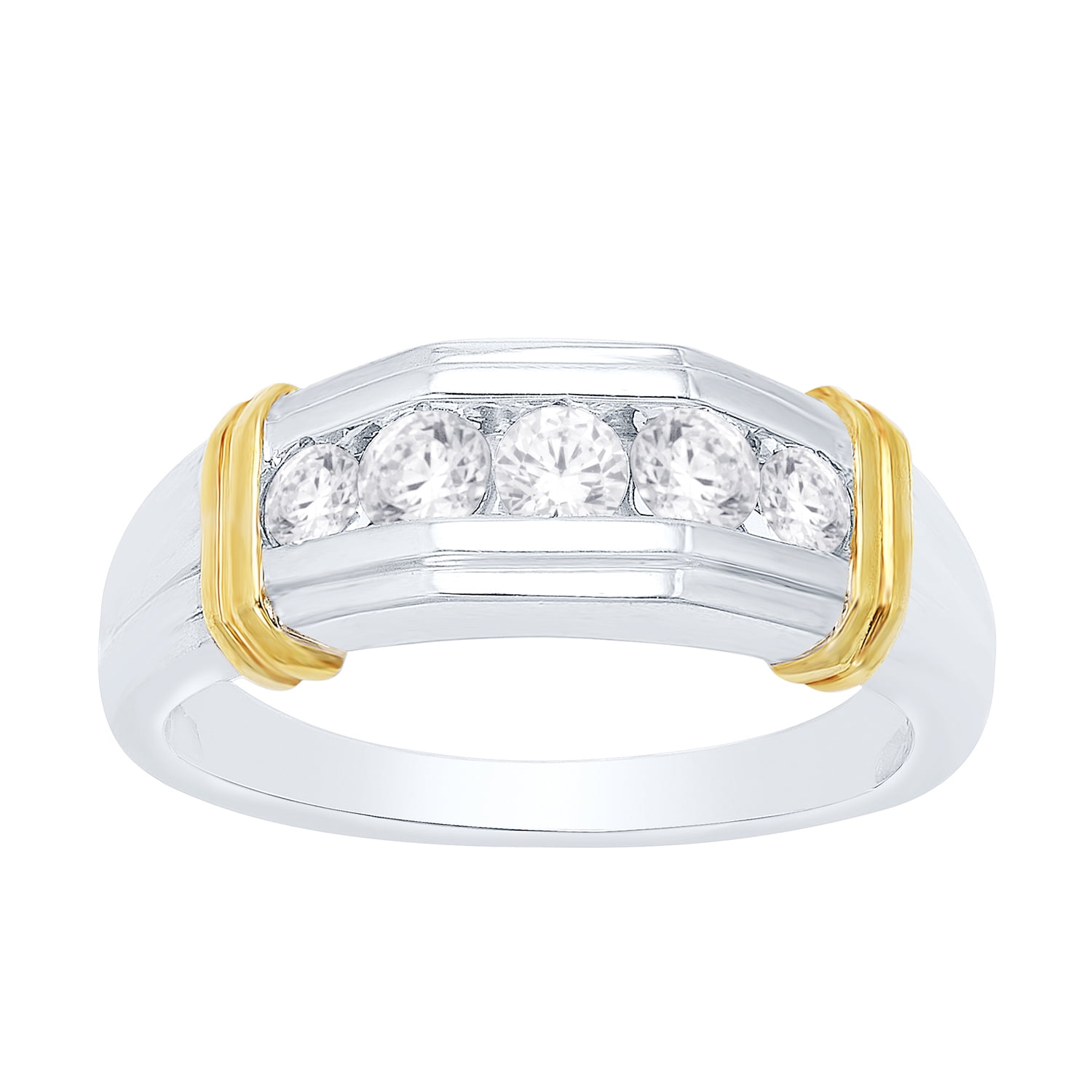 10K Two-Tone Gold 1/2 CT. T.W. Diamond Mens Band Ring