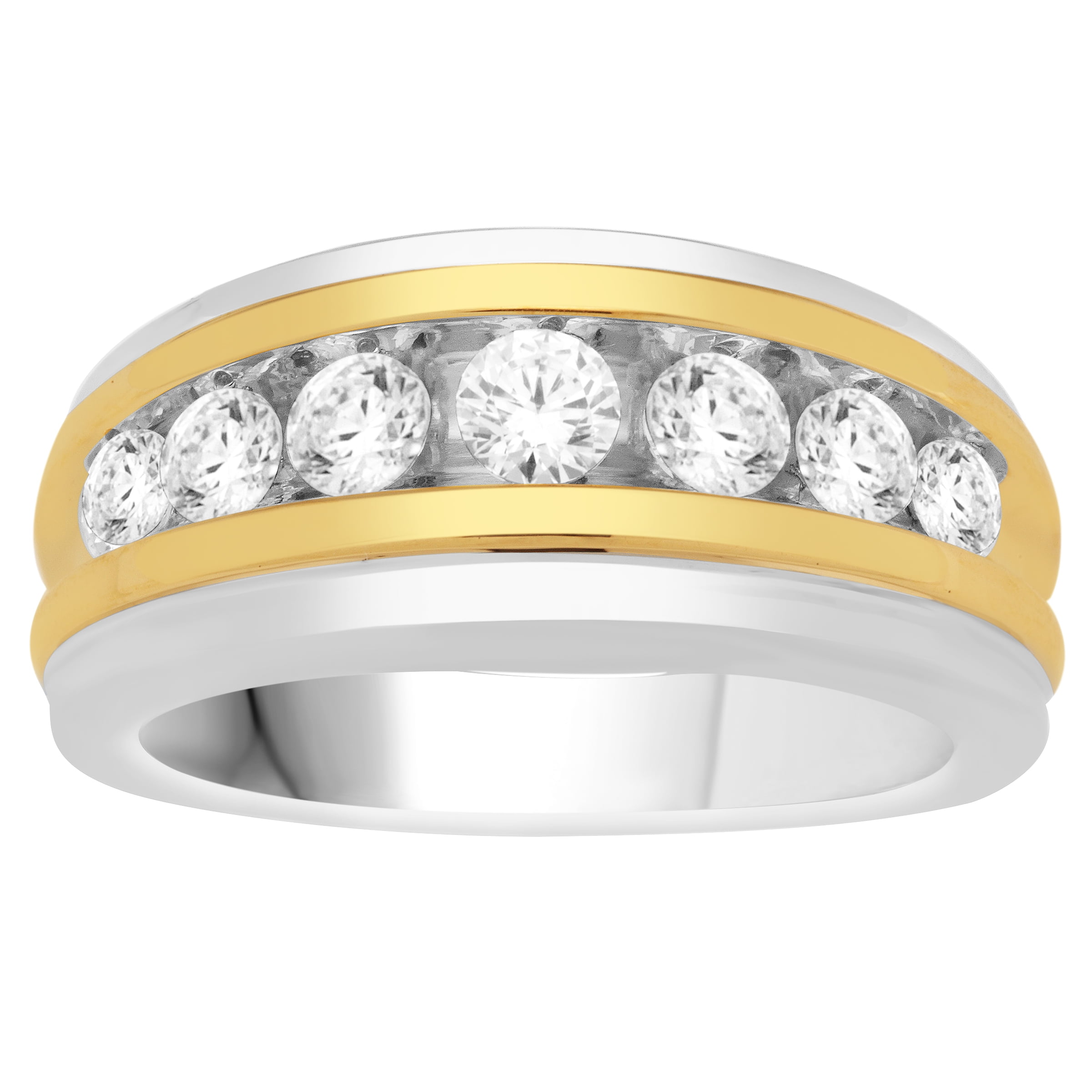 10K Two-Tone Gold 1 CT. T.W. Diamond Mens Band Ring