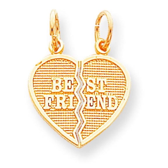 10K Two Tone Gold Best Friend Breakable Heart Charm