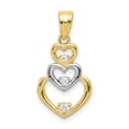thumbnail image 1 of 10K Two-Tone Gold Charm Pendant Cubic Zirconia CZ & Rhodium-Plated 3-Heart, 1 of 3