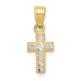 thumbnail image 1 of 10K Two-Tone Gold Charm Pendant Themed 18 mm 7 & Rhodium Tiny Diamond-Cut Cross, 1 of 3