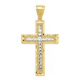 thumbnail image 1 of 10K Two-Tone Gold Charm Pendant Themed 55 mm 28 & Rhodium Diamond-Cut Cross, 1 of 3