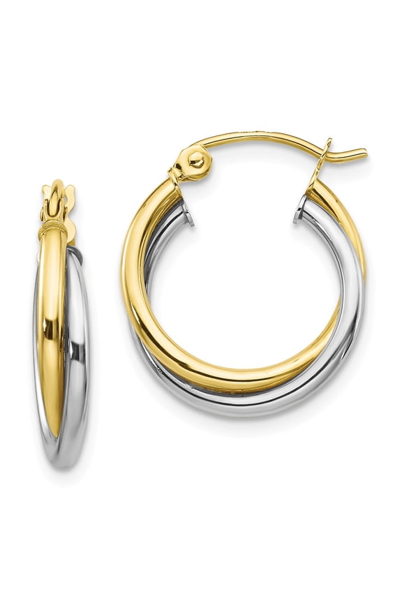 10K Two-Tone Gold Earring Hoop Women'S 19 mm 16 Twist
