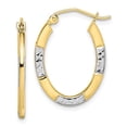 thumbnail image 1 of 10K Two-Tone Gold Earring Hoop Women'S 23 mm 18 & Rhodium Diamond-Cut Oval Earrings, 1 of 3