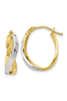 10K Two-Tone Gold Earring Hoop Women'S Twisted 19 mm 11