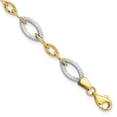 thumbnail image 1 of 10K Two-Tone Gold Link Necklace Chain Polished and Textured Bracelet 7.5 inch 8 mm, 1 of 6