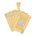 thumbnail image 1 of 10K Two-Tone Gold Mens Aces Poker Cards Charm Pendant, 1 of 3