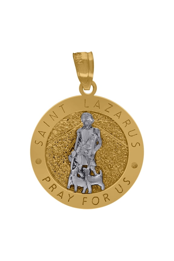 10K Two-Tone Gold Mens Religious St. Lazarus Pendant