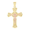 thumbnail image 1 of 10K Two-Tone Gold Mens Textured Crucifix Cross Religious Charm Pendant, 1 of 1