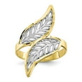 thumbnail image 1 of 10K Two-Tone Gold Ring Band Fashion & Rhodium Diamond-Cut Filigree, Size 8, 1 of 5