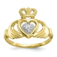 thumbnail image 1 of 10K Two-Tone Gold Ring Band Themed & Rhodium Claddagh, Size 9, 1 of 5