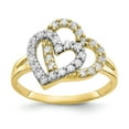 thumbnail image 1 of 10K Two-Tone Gold Ring Band Themed & Rhodium Double Heart, Size 5, 1 of 5