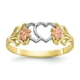 thumbnail image 1 of 10K Two-Tone Gold Ring Band Themed & Rhodium Double Heart, Size 8, 1 of 5