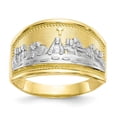 thumbnail image 1 of 10K Two-Tone Gold Ring Band Themed & Rhodium Ladies Last Supper, Size 8, 1 of 5