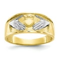 thumbnail image 1 of 10K Two-Tone Gold Ring Band Themed & Rhodium Men's Claddagh, Size 9, 1 of 5
