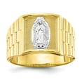 thumbnail image 1 of 10K Two-Tone Gold Ring Band Themed & Rhodium Men's Our Lady of Guadalupe, Size 9, 1 of 5