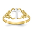 thumbnail image 1 of 10K Two-Tone Gold Ring Band Themed & Rhodium Polished Cross, 1 of 5