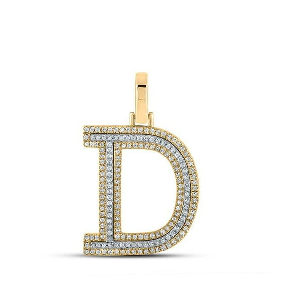 10K Two-Tone Gold Round Diamond D Initial Letter Pendant - 0.5 CTTW
