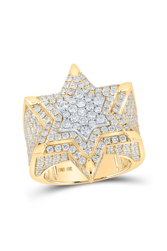 10K Two-Tone Gold Round Diamond Magen David Star Ring 5cttw