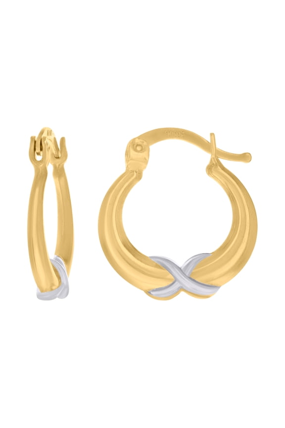 10K Two-Tone Gold Womens Infinity Hoop Earrings