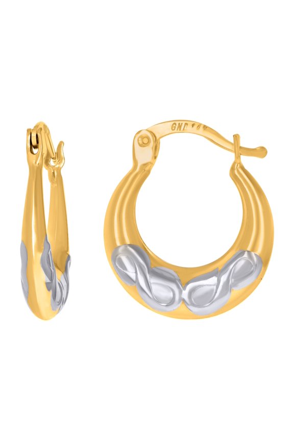 10K Two-Tone Gold Womens Infinity Love Symbol Hoop Earrings