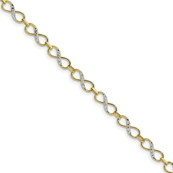 10K Two-Tone Gold bracelet with Rhodium diamond-cut Infinity Fancy