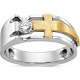 thumbnail image 1 of 10K Two-Tone Ibgoodman Men's Cross Satin Diamond Complete Ringsize 10 - Jbsp, 1 of 5