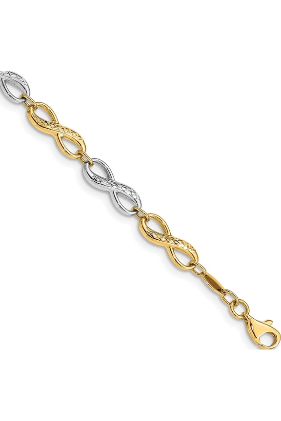10K Two-tone Two-tone Infinity Symbol 7.5 inch Bracelet