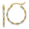 thumbnail image 1 of 10K Two-Tone Polished 1.8mm Twisted Hoop Earrings, 1 of 1