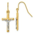 thumbnail image 1 of 10K Two-Tone Polished Crucifix Earrings, 1 of 1