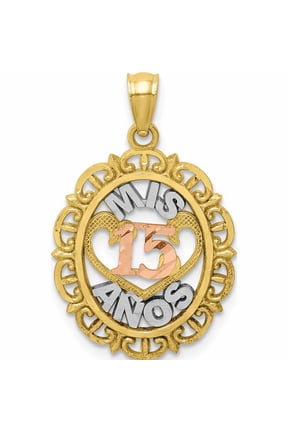 10K Two-Tone With White Rhodium Mis 15 Anos Pendant Made In United States 10c1357