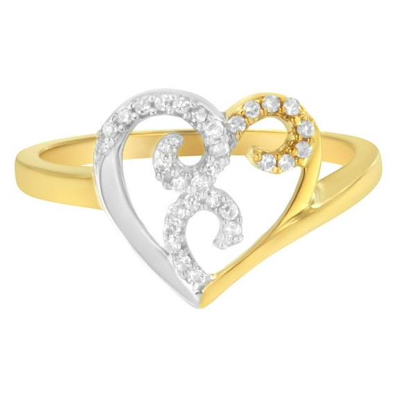 10K Two-Toned Gold 1/6ct TDW Diamond Heart Shape Cluster Ring (H-I, I1-I2)