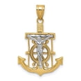 thumbnail image 1 of 10K Two-tone Diamond-cut Mariners Cross Pendant, 1 of 1