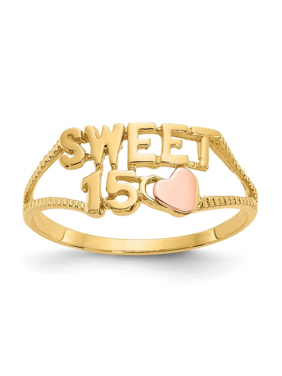10K Two-tone Sweet 15 Heart Ring
