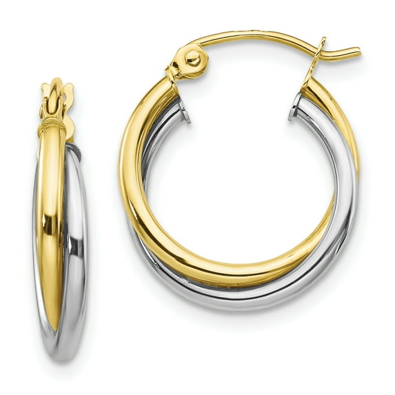 10K Two-tone Twist Hoop Earring