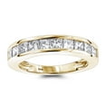 thumbnail image 1 of 10K Unisex Thin 1 Row Princess Cut Natural 1.6 Ctw Diamond Wedding Band (Yellow Gold Size 6.5), 1 of 3
