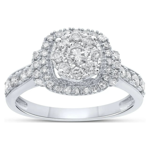 10K WHITE GOLD 1 CARAT WOMEN REAL DIAMOND ENGAGEMENT RING WEDDING RING