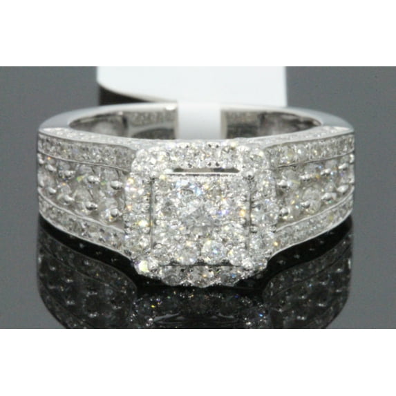 10K WHITE GOLD 2 CARAT WOMEN REAL DIAMOND BRIDAL WEDDING RING ENGAGEMENT RING