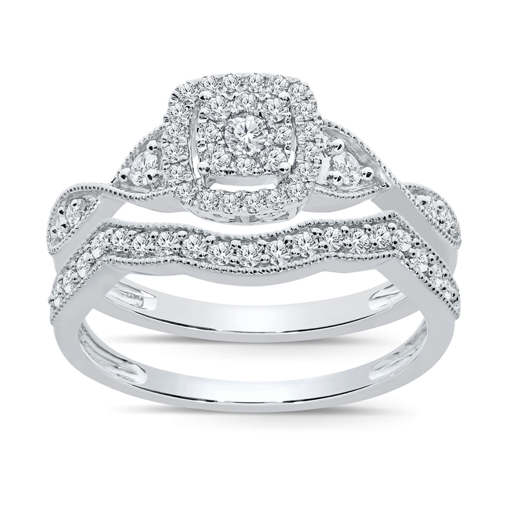10K WHITE GOLD .60 CARAT WOMEN REAL DIAMOND ENGAGEMENT RING WEDDING